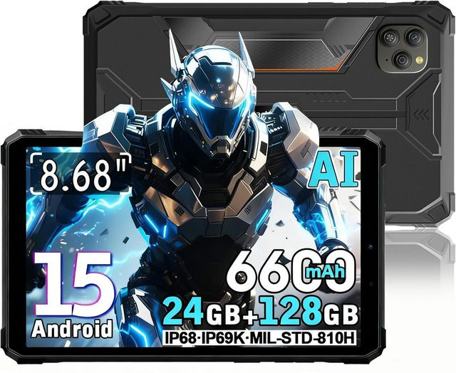 Blackview Active 5 5G Robustes Tablet mit Android 15, 8,68 Zoll Display, 8 GB RAM, 128 GB ROM, Grau - Bild 1