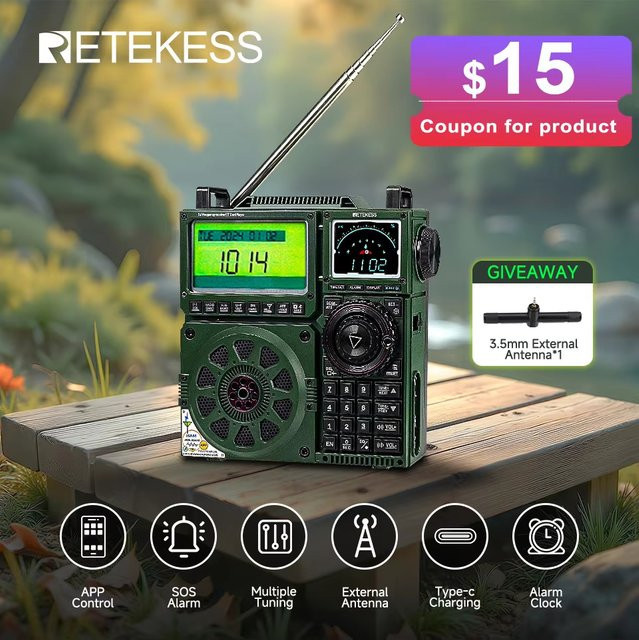 RETEKESS TR113 Tragbares Flaggschiff-Radio mit Bluetooth, Vollband-Ham-Radio, Amateur-Kurzwellenantenne, VHF, UHF und SSB - Bild 1