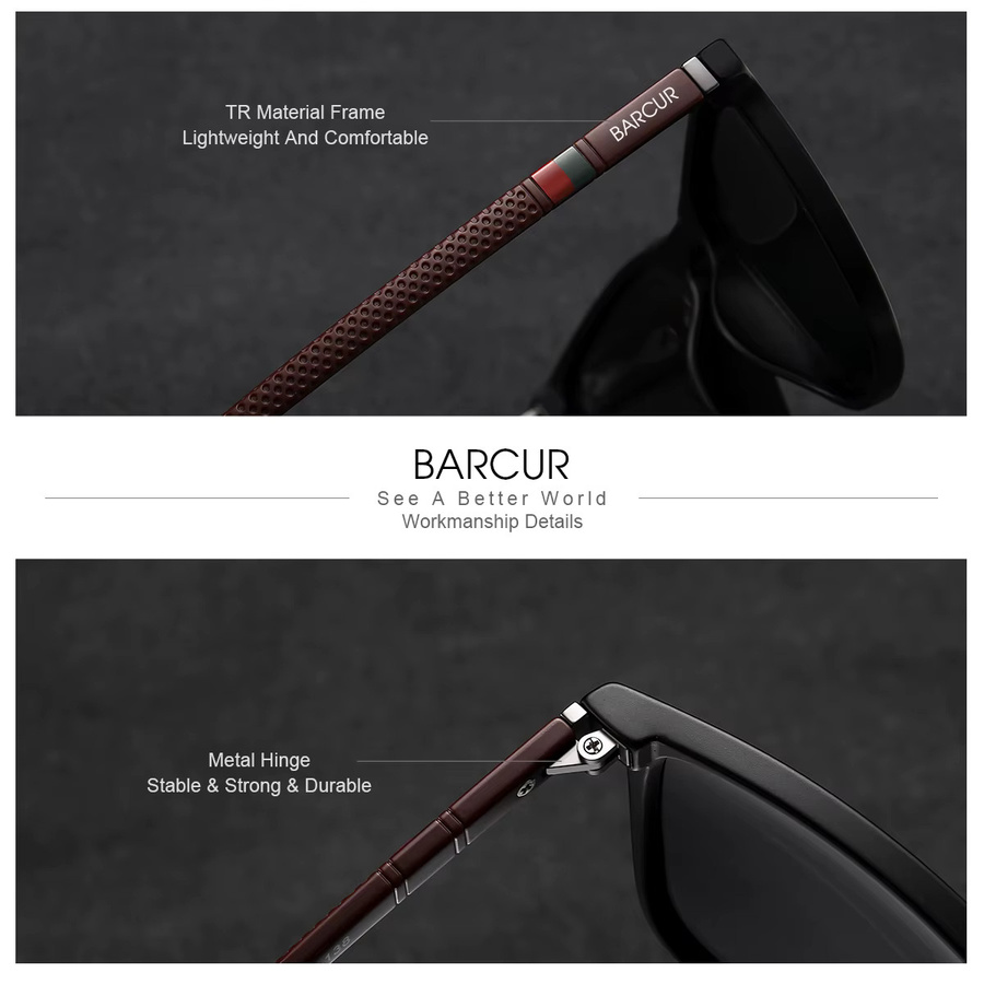 BARCUR Sonnenbrille, quadratisch, Vollrand, Kunststoff, schwarz - Bild 2