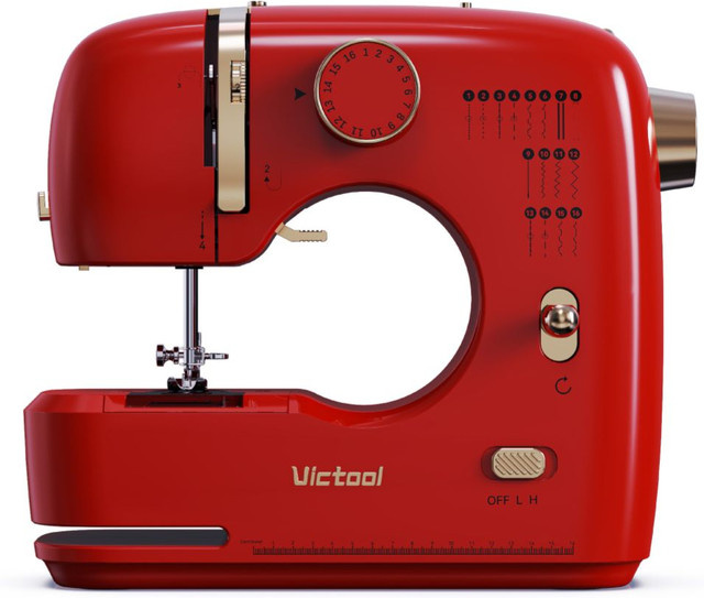LetCartMaker Mini Elektrische Nähmaschine Multifunktional mit 16 Stichen und Doppelnadel-Funktion in Rot - Bild 1