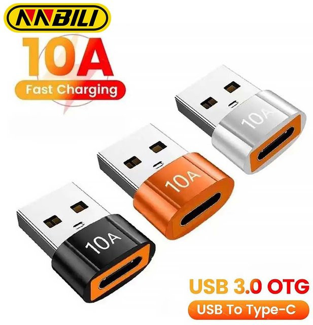 NNBILI OTG USB 3.0 Adapter Typ C Buchse auf USB Stecker in Orange für schnelle Datenübertragung und schnelles Laden - Bild 1