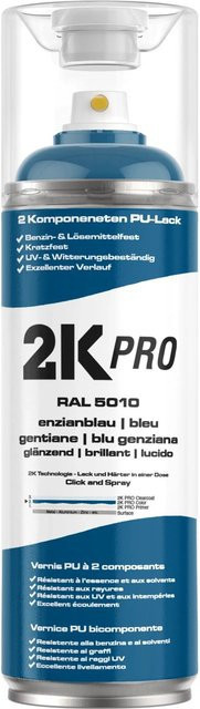 2K PRO Spraydose RAL5010 Enzianblau Glanz, wetterfest und kratzfest, 400 ml - Bild 1