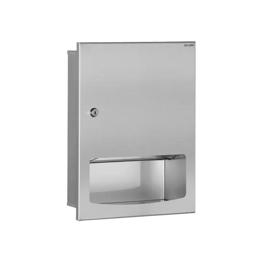 Delabie Unterputz-Papierhandtuchspender aus Edelstahl 1.4301 in Silber, B/H: 43,5 x 43,5 cm - Bild 2