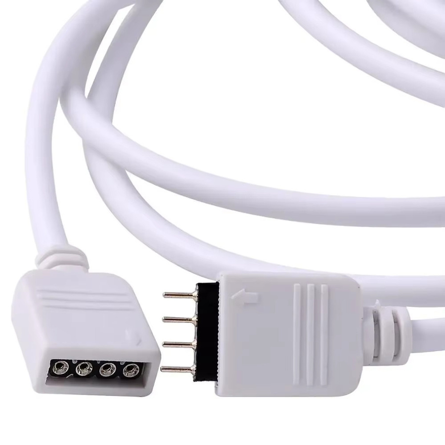 RGB-Verlängerungskabel für ARGB-RGB-LED-Streifen und PC-Lüfter, 3-polig und 4-polig, 1 m Länge, Weiß - Bild 1