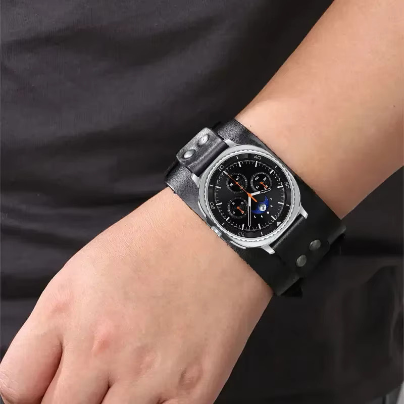 Hiyii Uhrenarmband Leder, zweireihig, Schwarz, Unisex - Bild 4