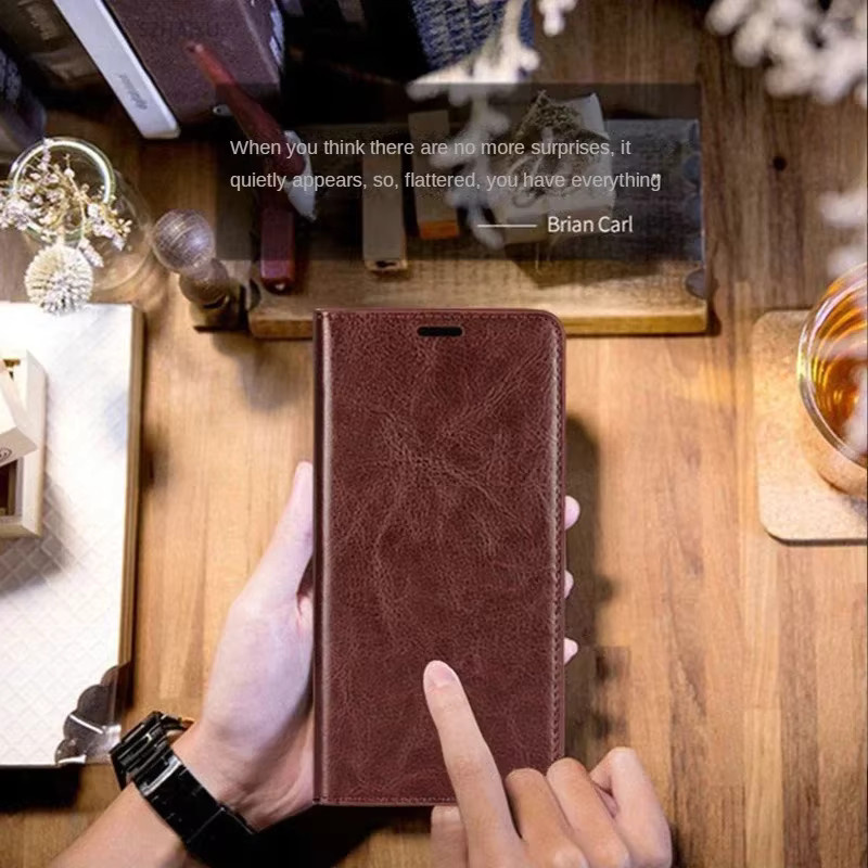 szHAIyu Leder-Flip-Handyhülle als Brieftasche mit Kartenhalter für iPhone in Braun - Bild 2