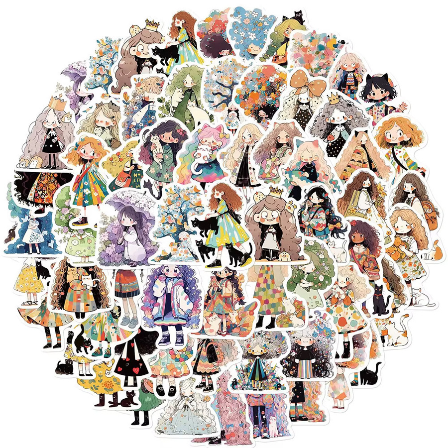 Rspctou Anime Cartoon-Mädchen Aufkleber, Bunt / Mehrfarbig, 10-teiliges Set - Bild 2