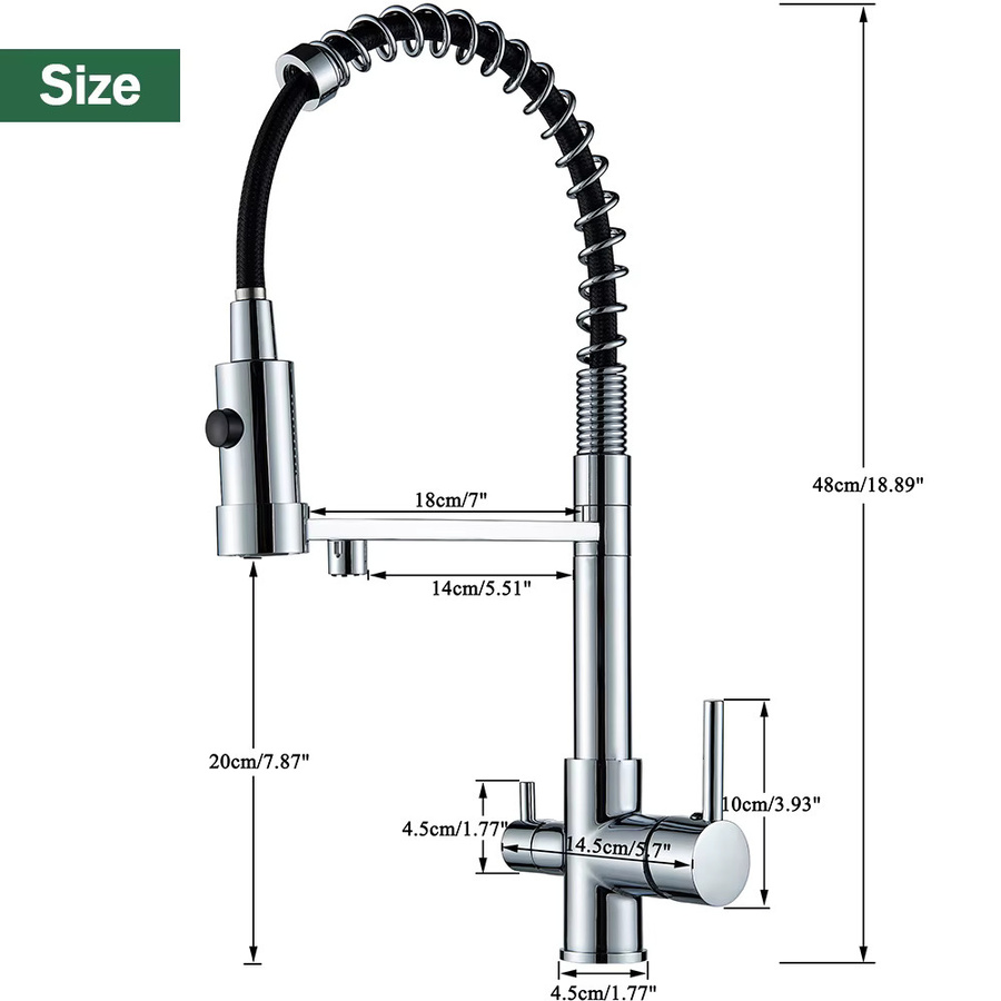 Ausziehbare 2-in-1 Küchenarmatur mit Wasserfilter aus Messing in Gold und Rosin für Trinkwasser und Warm-Kaltwasser-Mischbatterie - Bild 4