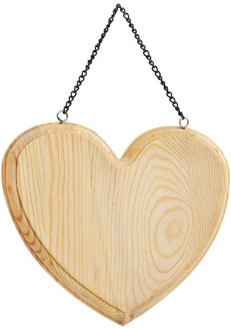 VBS Deko-Schild Herz in Beige aus Kiefernholz im Landhausstil - Bild 1