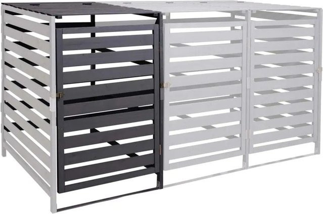 MCW Mülltonnenbox Erweiterung XL H62 Mülltonnenverkleidung aus Massivholz in Anthrazit, B/T/H: 114 x 67 x 97 cm - Bild 2