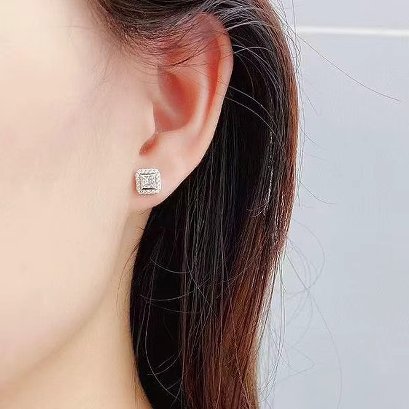 Huitan Ohrstecker, quadratisch, Zirkonia, Silber, Damen - Bild 3