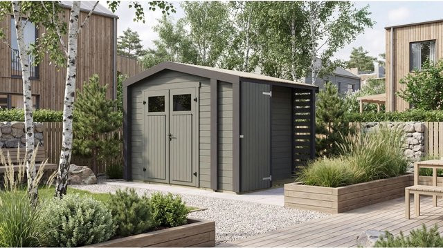 Weka Gartenhaus Killarney Satteldach in Grüngrau lasiert B/T/H: 250 x 250 x 241 cm - Bild 1