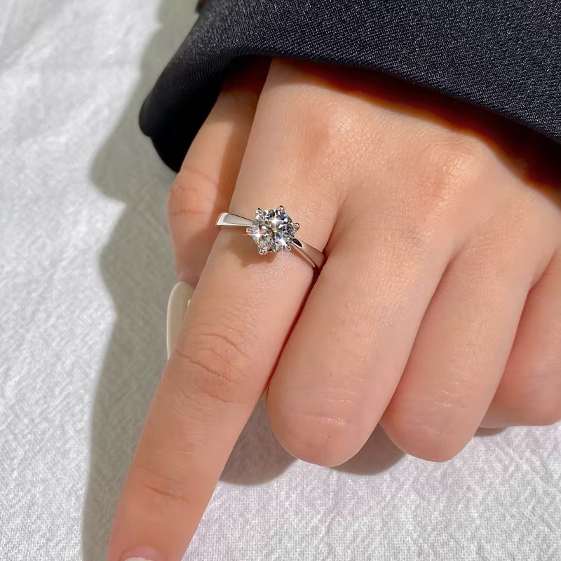 DWJ Moissanit-Diamantring, 925 Silber, Damen - Bild 2