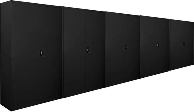 PROREGAL Flügeltürenschrank ELEPHANT, 2 Türen abschließbar, 4 Ebenen, Stahl pulverbeschichtet, Schwarz, H x B x T: 180 x 120 x 40 cm - Bild 1