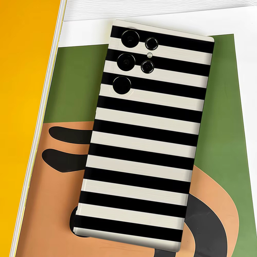 Aurbe Handyhülle für Samsung Galaxy S26 S25 S24 S23 Ultra Plus mit vertikalen Streifen in Schwarz und Weiß - Bild 3