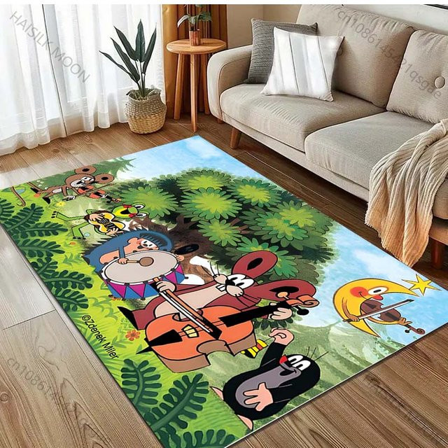 UQIDEHOME Cartoon Teppich mit Maulwurf-Motiv, rutschfeste Bodenmatte für Wohnzimmer, Schlafzimmer oder Badezimmer, B/B: 60 x 40 cm, mehrfarbig - Bild 1