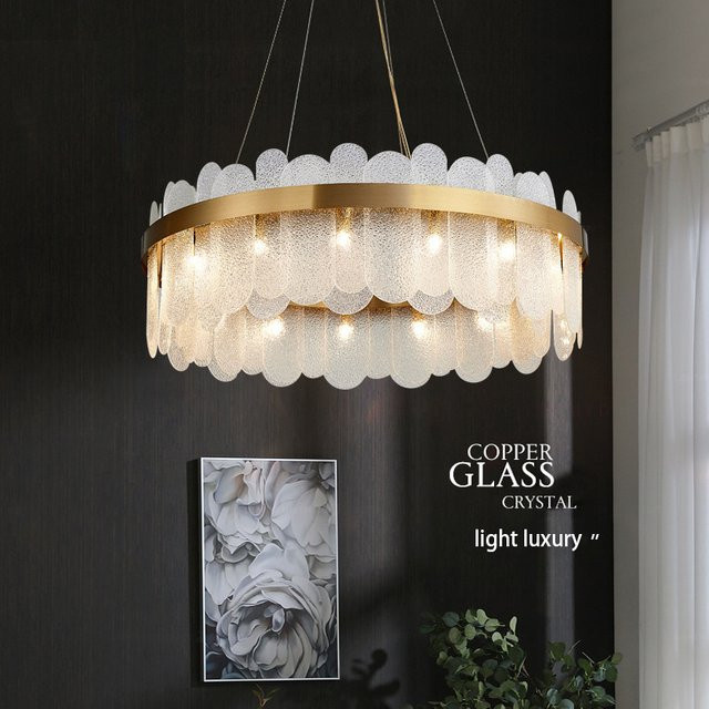 HomeLover Moderner LED Kronleuchter aus Gold Metall und Kristallglas für Esszimmer und Hotel Lobby - Bild 1
