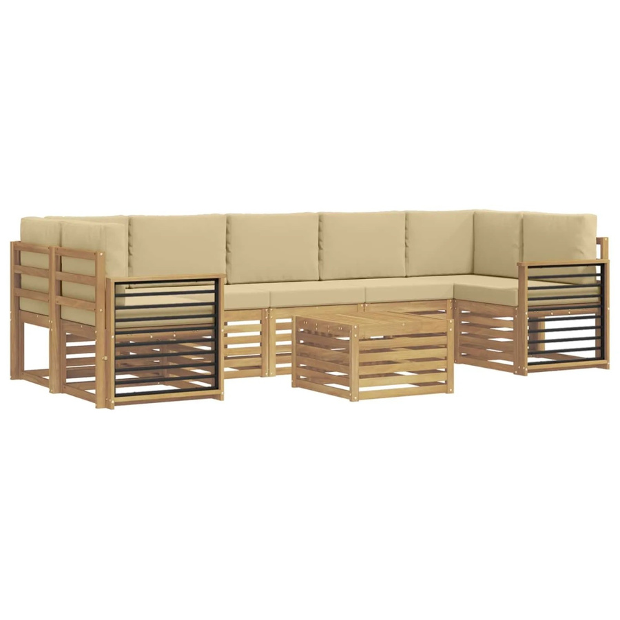 vidaXL Sofagarnitur aus Massivholz Akazie in Beige mit Latten-Design und Armlehnen - Bild 2