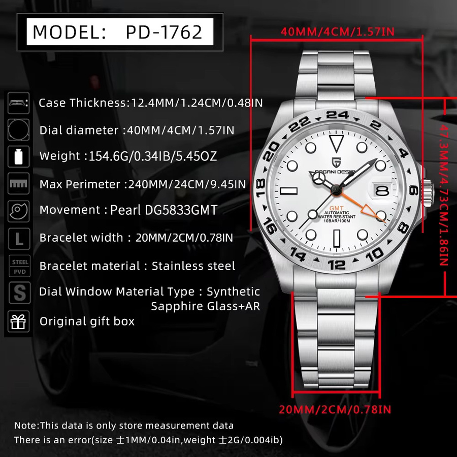 Pagani Design GMT Automatik-Armbanduhr, Edelstahl, Saphirglas, Herren - Bild 4