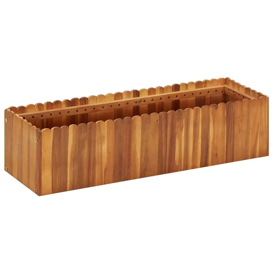 vidaXL Garten-Hochbeet aus massivem Akazienholz in Braun, B/T/H: 100 x 30 x 25 cm - Bild 2