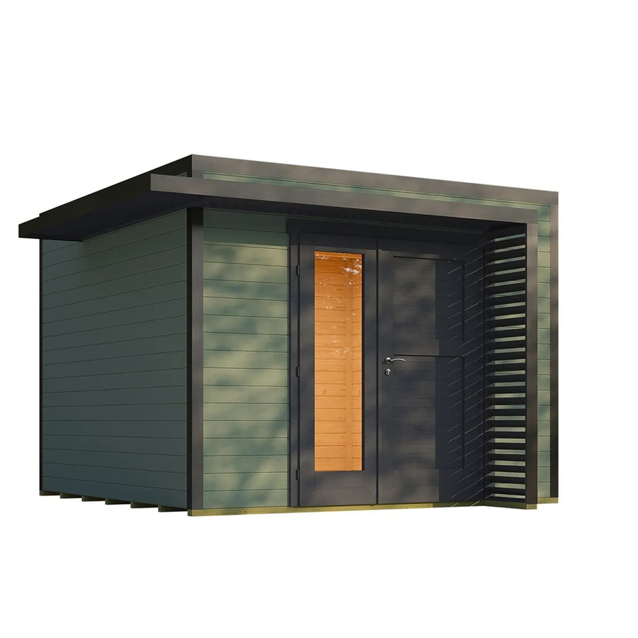 Weka Gartenhaus Amberley aus Holz mit Flachdach und integriertem Fenster in Graugrün/Anthrazit, B/T: 300 x 300 cm - Bild 2