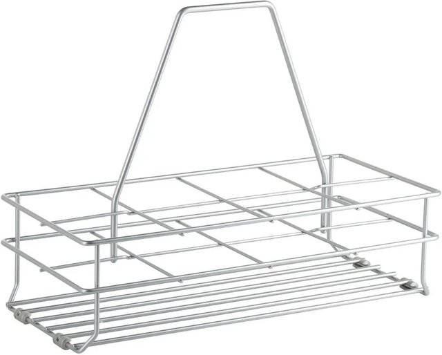 Kesseböhmer Flaschentragekorb aus Metall in Silbergrau für 8 Flaschen mit Bodengleitern, B/T/H: 41,0 x 30,2 x 19,5 cm - Bild 1