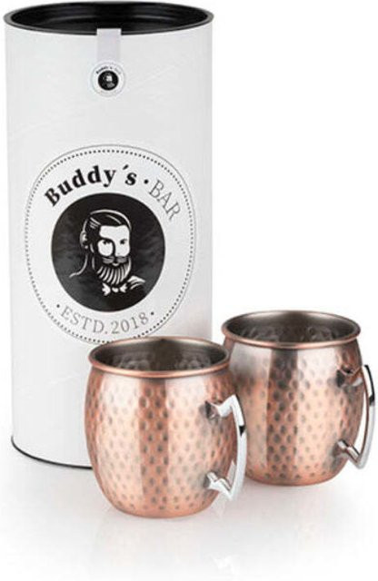 Buddy’s Bar Moscow Mule Becher aus Edelstahl gehämmert, 2er-Set, Kupfer/Edelstahl, Durchmesser: 8,9 cm, Höhe: 9,5 cm, 500 ml - Bild 1
