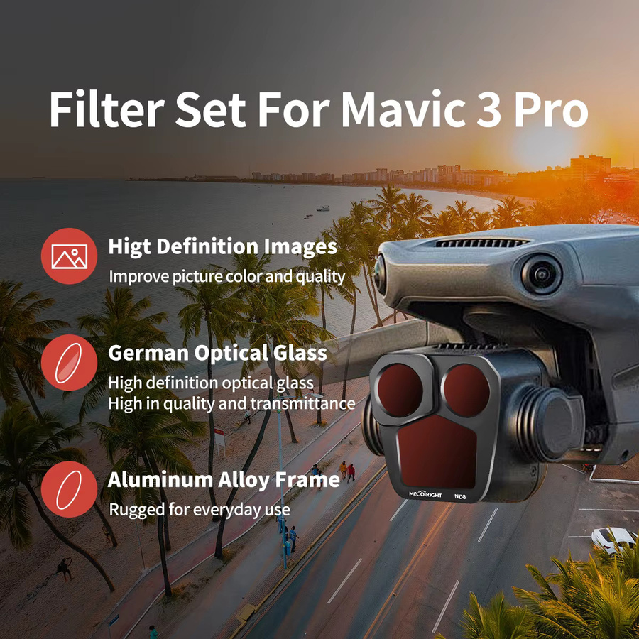 Mecoright Magnetischer Filtersatz für DJI Mavic 3 Pro, UV CPL ND8 ND16 ND32 ND64 NDPL Nachtfilter, Schwarz - Bild 4