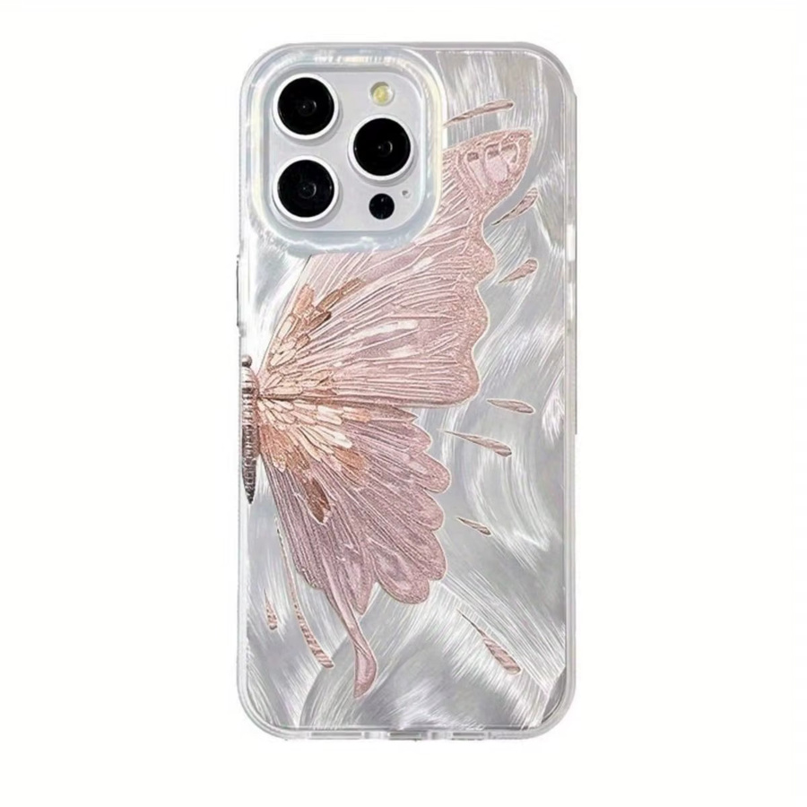 Rosa Schmetterling Handyhülle aus Federgarn für Apple iPhone passend für verschiedene Modelle - Bild 6