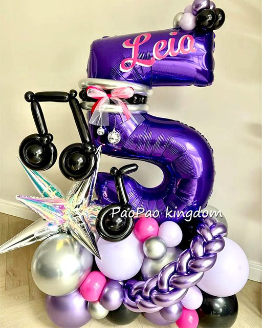 Potdemiel Ballon-Set für Kindergeburtstage und Babypartys mit Zahlen 0-9 in Lila - Bild 1