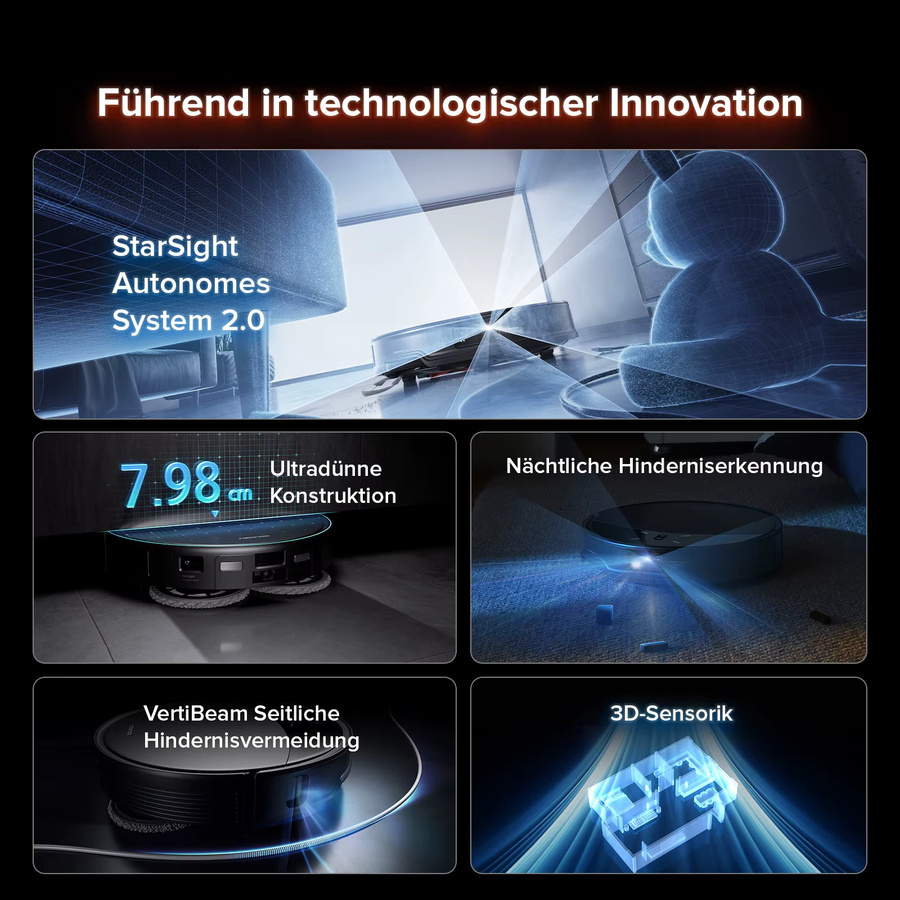 Roborock Saros 10R Saug-Wischroboter Schwarz mit Hebarem Wischmopp, Ultra-Slim Design 7,98 cm, StarSight System 2.0 und Zero-Tangle Technologie - Bild 4