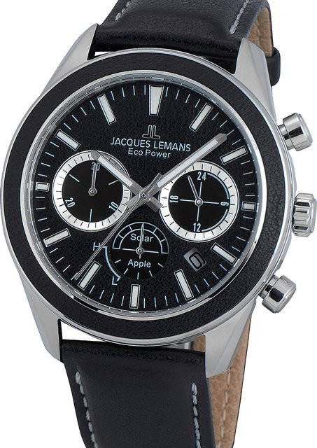 Jacques Lemans Armbanduhr, Solar, Edelstahl, 44 mm, Herren, Schwarz - Bild 1
