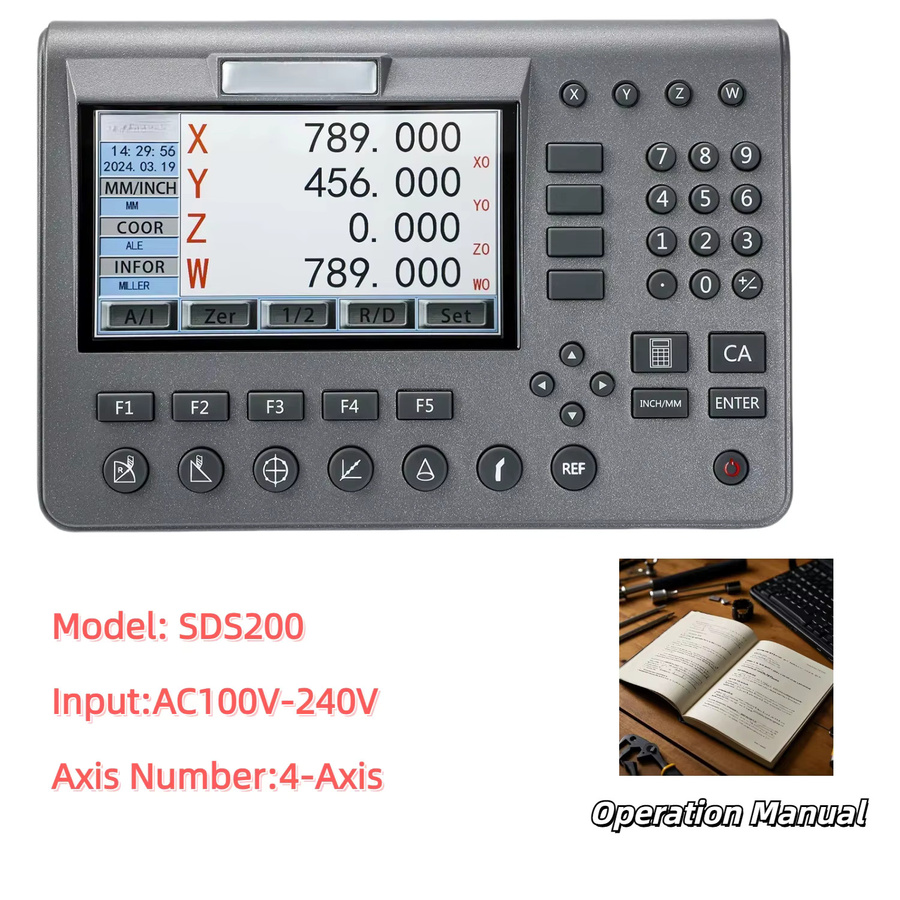 aoedro SDS200 4 Achsen Digitalanzeige Set mit LCD-Display und optischen Lineal-Linearskalen, 5µm Präzision, AC110V/220V - Bild 3