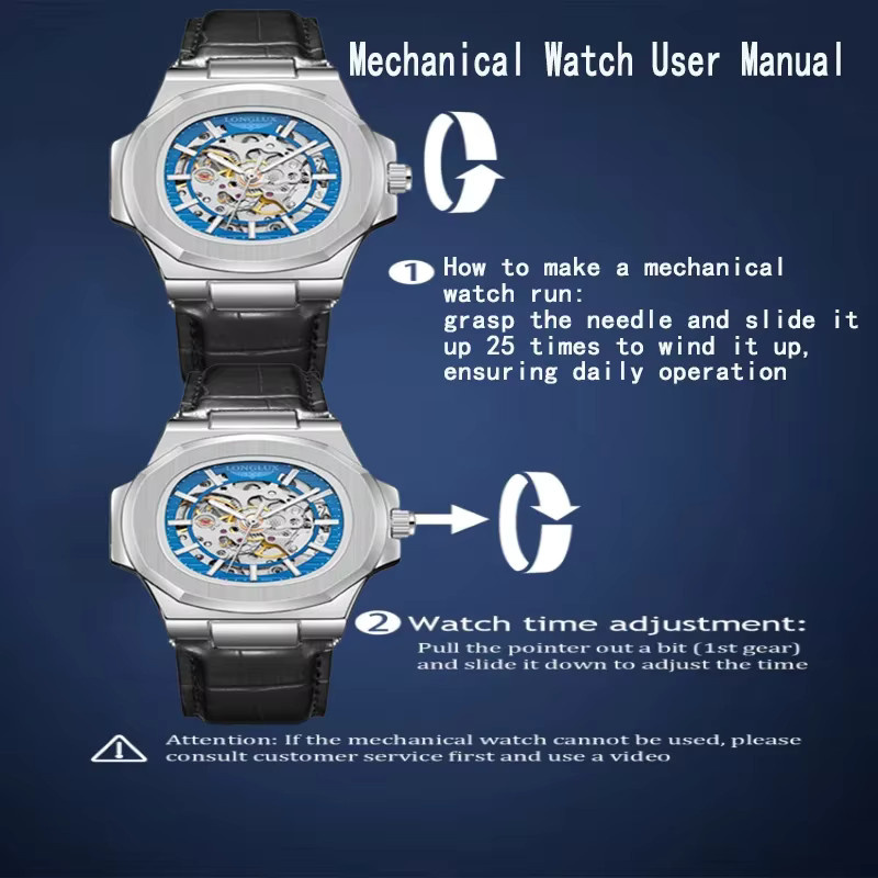 LONGLUX Automatik-Armbanduhr, Edelstahl, Leder, Schwarz, Herren - Bild 6
