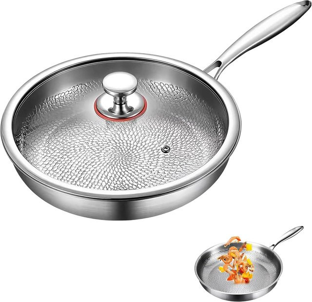 Titanpfanne Pro Amanda33 mit Deckel, kratzfeste Antihaft-Titan-Pfanne aus Titanlegierung und Edelstahl, Farbe Silber - Bild 1