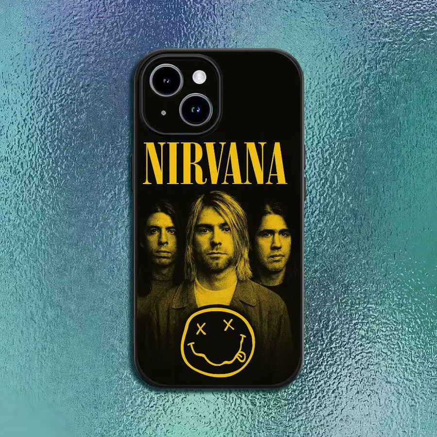 Band Nirvana Softshell Handyhülle für iPhone 12 bis iPhone 16 Pro Max Plus in Schwarz - Bild 2