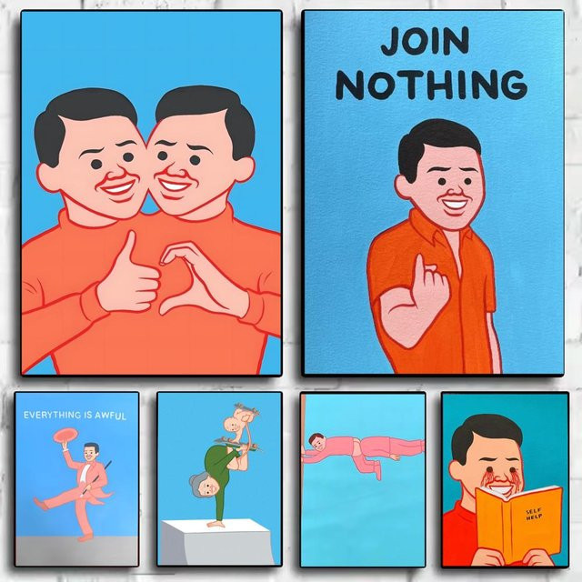 J-Joan Cornella Wandkunst Poster-Aufkleber, abstraktes Gemälde in Schwarz und Mehrfarbig, wasserfestes Wanddekor für Wohnzimmer und Schlafzimmer - Bild 1