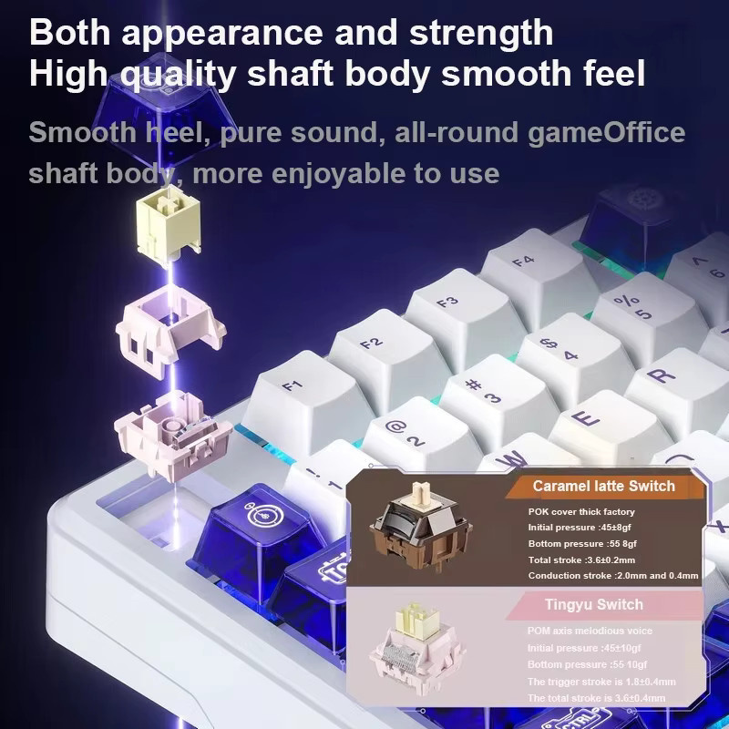 AULA L99 Mechanische Gaming-Tastatur mit intelligentem Bildschirm, Bluetooth und RGB-Beleuchtung in Weiß - Bild 3