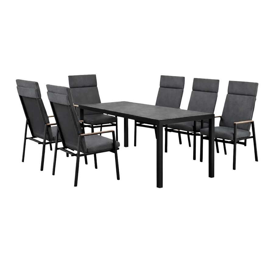 Greemotion Gartenmöbel-Set Bern 7-teilig aus Aluminium mit Glaskeramik-Tisch in Anthrazit - Bild 2