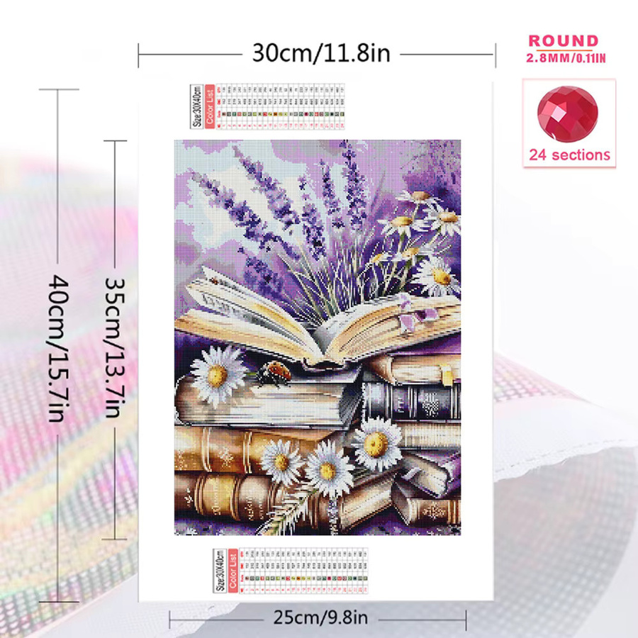 Momoart DIY Diamant Malbuch Gänseblümchen Blumen Bastelset als runde Wanddekoration, Multicolour, Durchmesser: 30 cm - Bild 2
