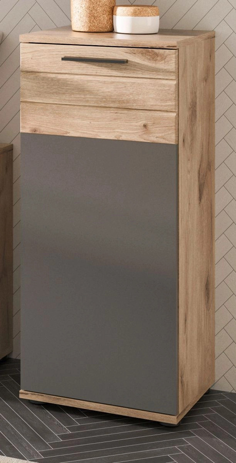 Badezimmer Unterschrank Tomaso von Inn.Furn in Eiche und Grau mit Soft-Close, Breite: 37 cm, Höhe: 87 cm, Tiefe: 34 cm - Bild 1