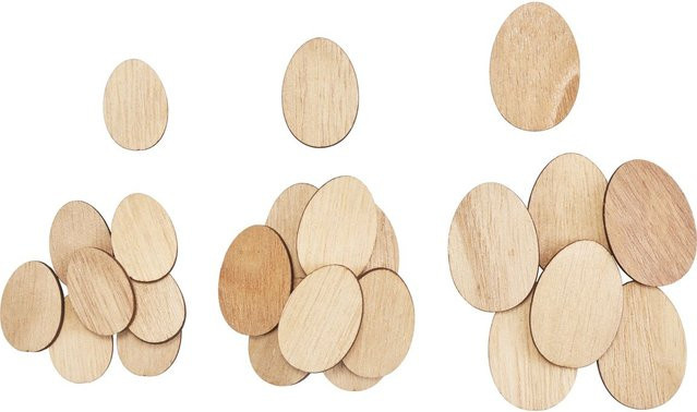 VBS Streuteile Eiform klein aus Holz in Naturfarben und Beige - Bild 1
