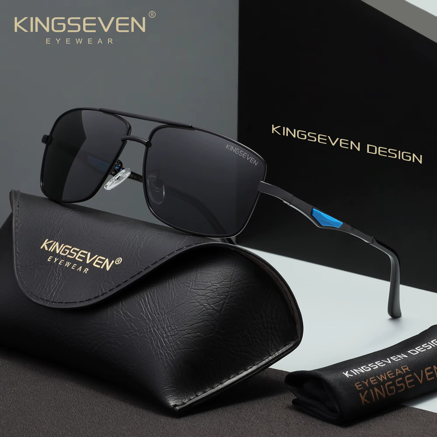 KINGSEVEN Sonnenbrille, Herren, Metall, schwarz, polarisiert - Bild 1