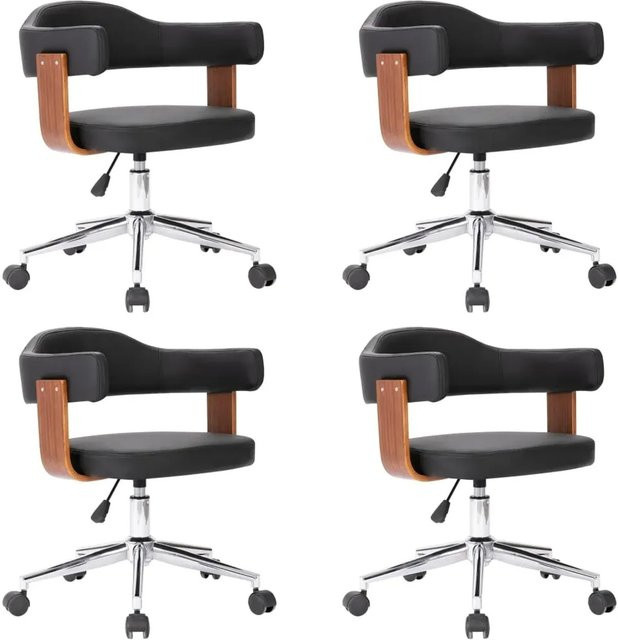 vidaXL Esszimmerstühle 4er Set drehbar aus Bugholz und Kunstleder in Schwarz-Braun - Bild 1