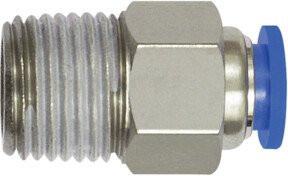 Riegler Gerade Steckverschraubung Blaue Serie mini aus Messing R 1/8 a. Schl.-Ø 6 silber - Bild 1