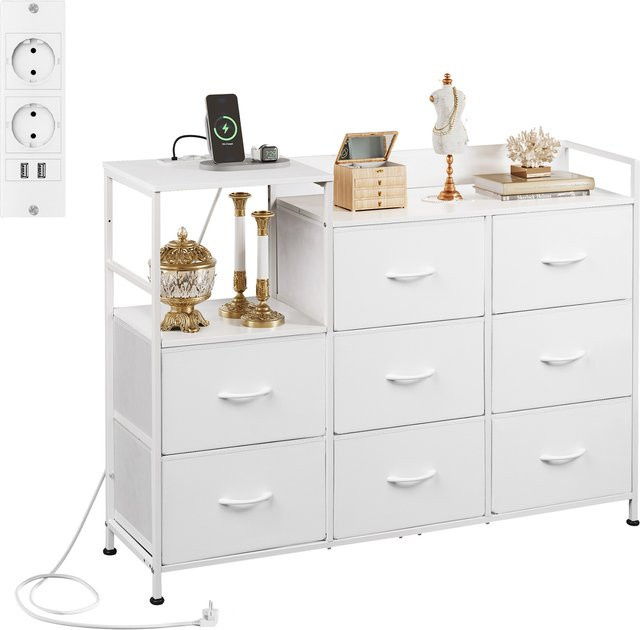 WLIVE Kommode mit 8 Stoffschubladen in Weiß für Schlafzimmer, Flur, Wohnzimmer und Kinderzimmer - Bild 1