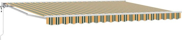 vidaXL Elektrische Ausziehbare Markise in Grün, Gelb und Weiß, B: 450 cm, T: 300 cm - Bild 1