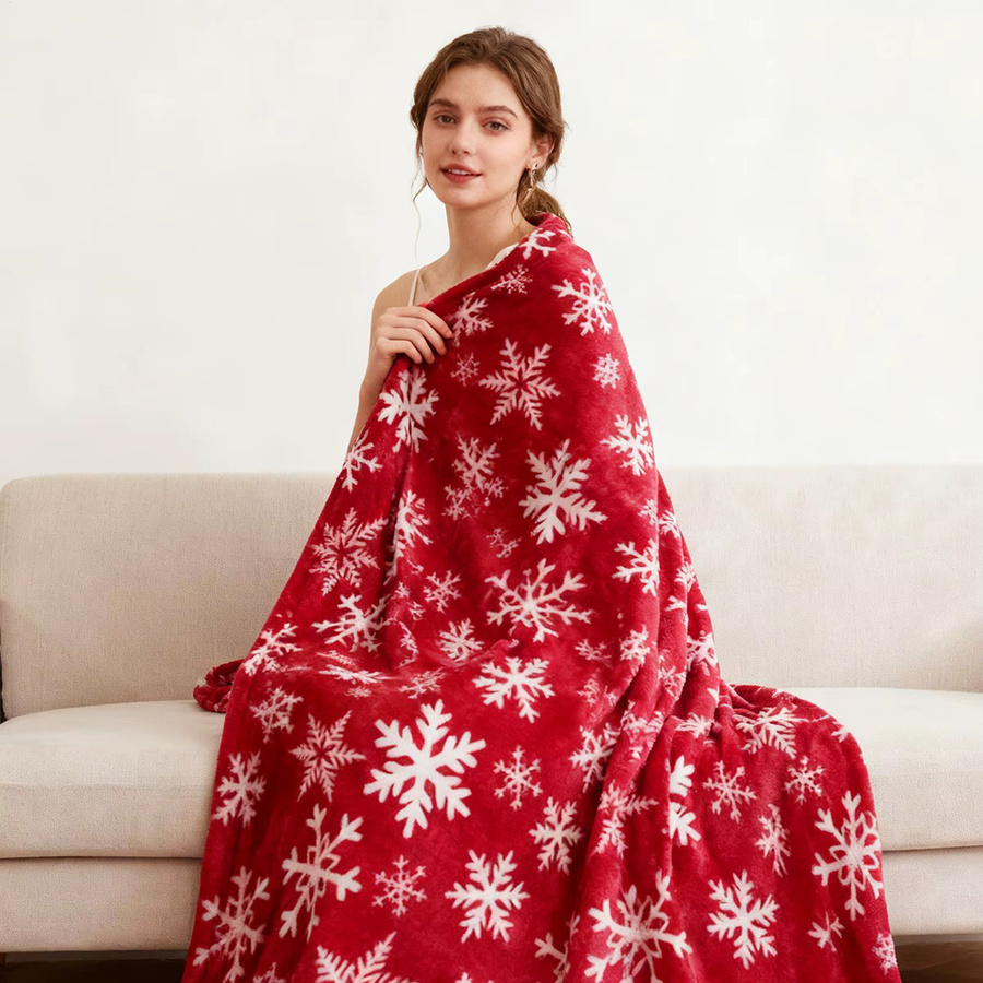 Weihnachtsdecke aus weichem Fleece in Rot für Sofa und Bett - Bild 2