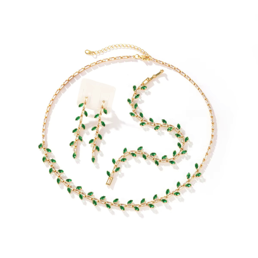 YUYAN Schmuckset, 750 Gold, Zirkonia, Blatt, Damen - Bild 1