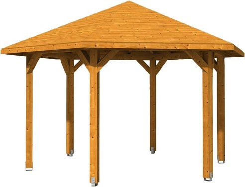 Skan Holz Pavillon Nancy 3 aus Leimholz in Eiche hell und Beige mit Zeltdach, B/T/H: 480 x 416 x 316 cm - Bild 3